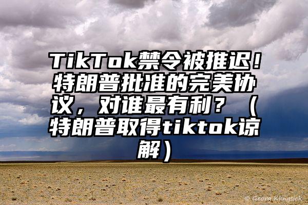 TikTok禁令被推迟！特朗普批准的完美协议，对谁最有利？（特朗普取得tiktok谅解）