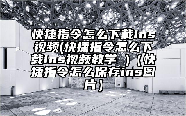 快捷指令怎么下载ins视频(快捷指令怎么下载ins视频教学 )（快捷指令怎么保存ins图片）