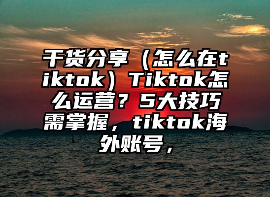 干货分享（怎么在tiktok）Tiktok怎么运营？5大技巧需掌握，tiktok海外账号，