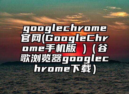 googlechrome官网(GoogleChrome手机版 )（谷歌浏览器googlechrome下载）