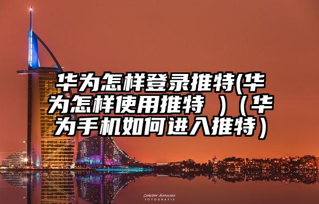 华为怎样登录推特(华为怎样使用推特 )（华为手机如何进入推特）