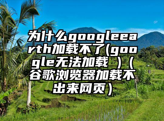 为什么googleearth加载不了(google无法加载 )（谷歌浏览器加载不出来网页）