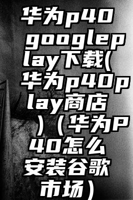 华为p40googleplay下载(华为p40play商店 )（华为P40怎么安装谷歌市场）