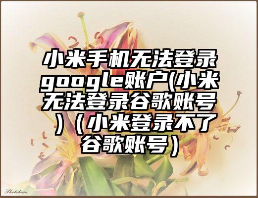 小米手机无法登录google账户(小米无法登录谷歌账号 )（小米登录不了谷歌账号）