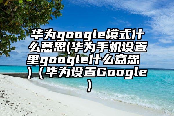 华为google模式什么意思(华为手机设置里google什么意思 )（华为设置Google）