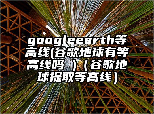 googleearth等高线(谷歌地球有等高线吗 )（谷歌地球提取等高线）